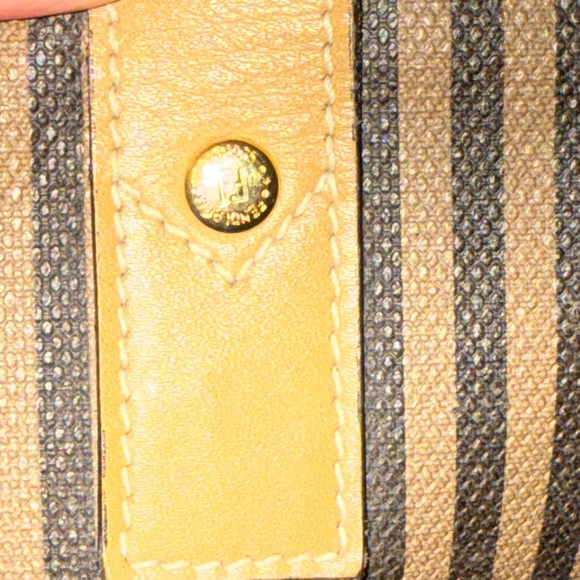 Authentic FENDI Vintage Pequin Stripe Brown and Tan Women's Tote and Wallet Set - Picture 15 of 17